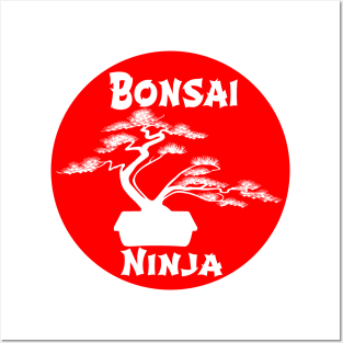 Lettering 'BONSAI NINJA' with bonsai tree Posters and Art